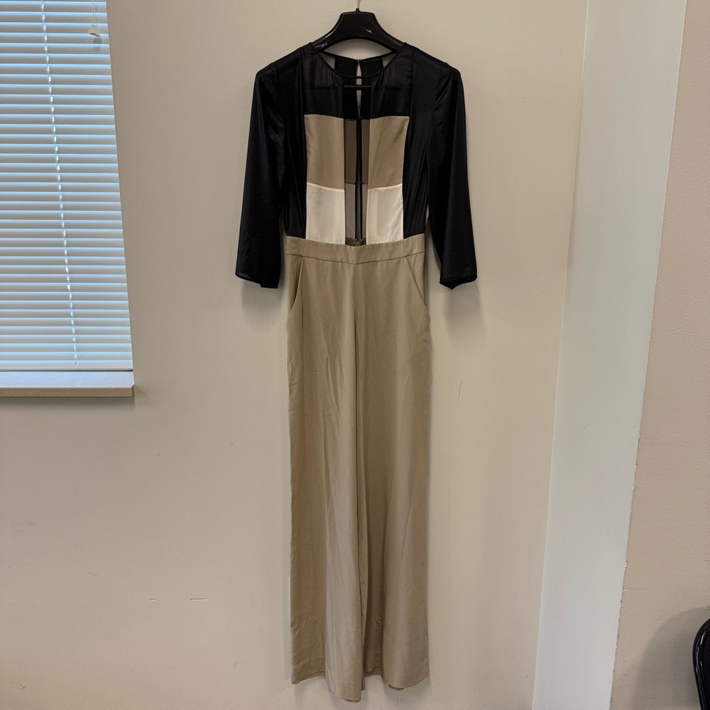 BCBG Max Azria Runway‎ Colorblock Wide-Leg Jumpsuit Sz 0